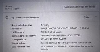 HP ProBook 650 G5 Plata