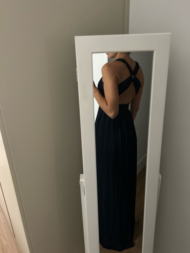 Vestido fiesta azul marino largo