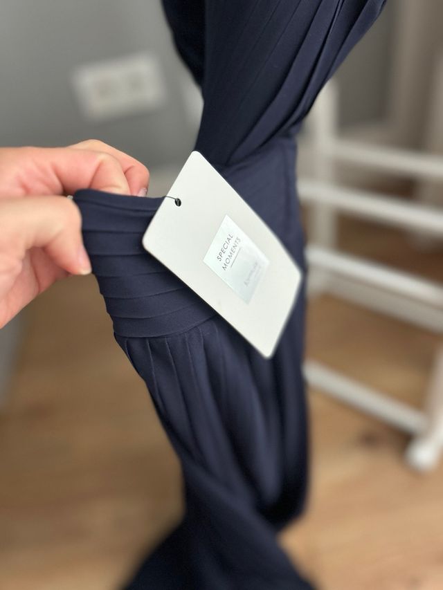 Vestido fiesta azul marino largo