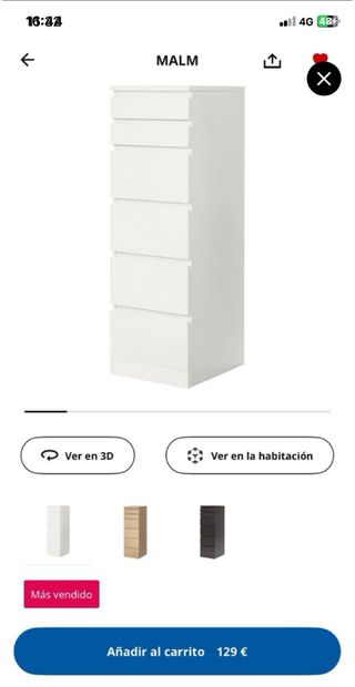 Cajonera Malm Ikea Blanca