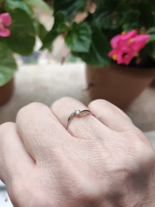 Anillo Oro Blanco 18k Diamante 