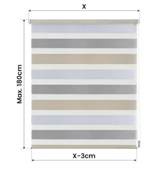 Estor enrollable rayas beige, gris y blanco