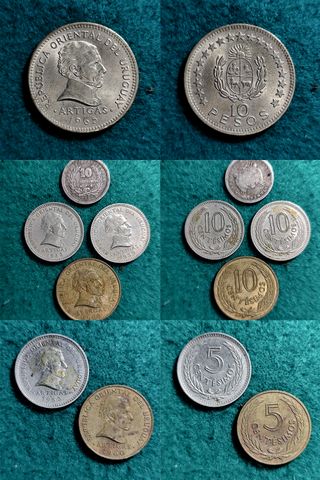 11 Monedas Uruguay Antiguas  - algunas plata