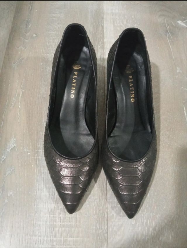 Zapatillas Talla 37 Platino Piel Serpiente