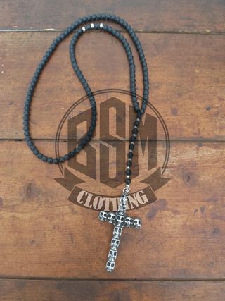 Collana Rosario Teschio Argento Nero
