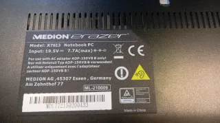 Medion Erazer X7613 sin batería ni disco