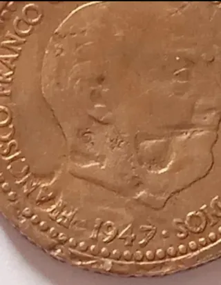 MONEDA 1 PESETA.1947.*49*.ERROR ACUÑACION.