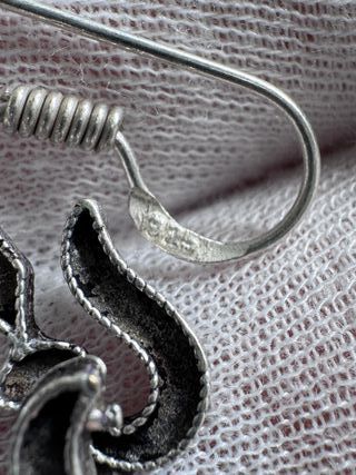 Pendientes Plata 925 Tridente Piedra Multicolor