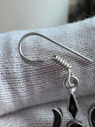 Pendientes Plata 925 Tridente Piedra Multicolor