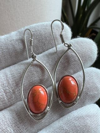 Pendientes Plata 925 con Piedra Naranja