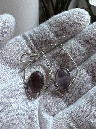 Pendientes Plata 925 con Piedra Morada