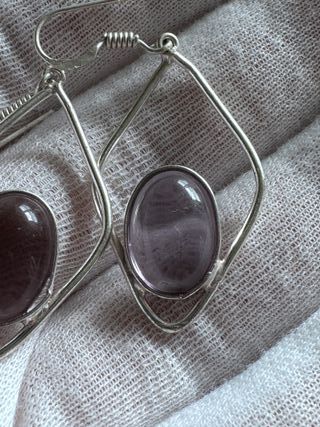 Pendientes Plata 925 con Piedra Morada