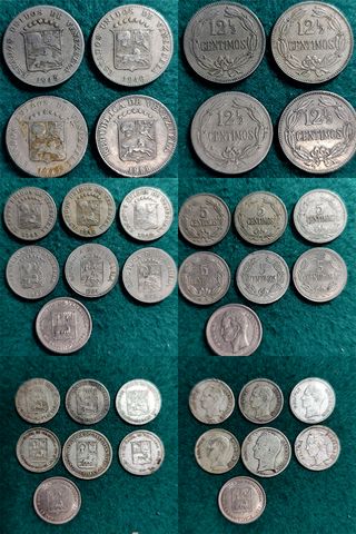29 Monedas Venezuela Antiguas Plata