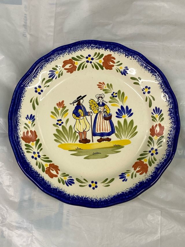 Plato decorativo vintage Faience d’Art Rég