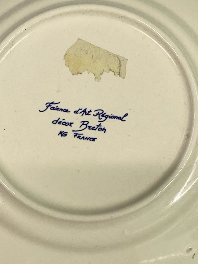 Plato decorativo vintage Faience d’Art Rég