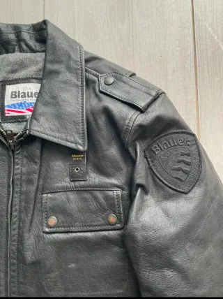 Giacca in pelle bovina Blauer uomo nera.