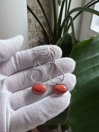 Pendientes Plata 925 con Piedra Rosa