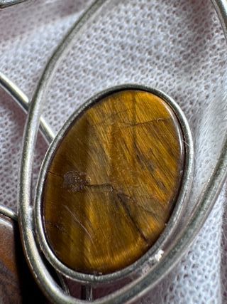 Pendientes Plata 925 con Piedra Marrón