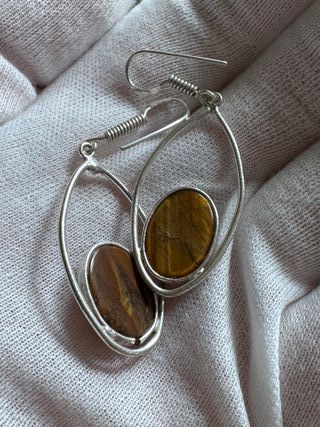 Pendientes Plata 925 con Piedra Marrón