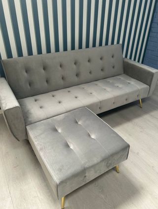 PORTE GRATIS!! Sofá Cama Azul con Puff