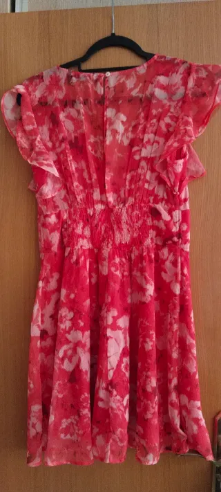 Vestido gasa flores rojo Stradivarius