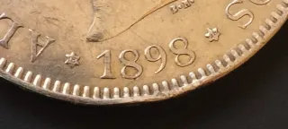 Moneda 5 Pesetas Plata Alfonso XIII 1898.