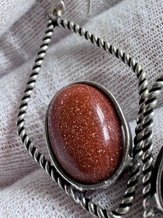 Pendientes Plata 925 con Piedra Marrón