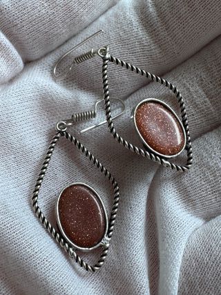 Pendientes Plata 925 con Piedra Marrón