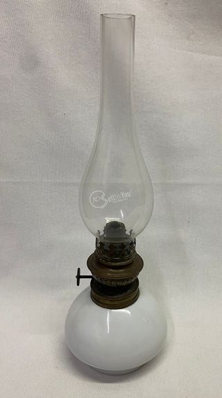 Lampada a olio vintage in ceramica e vetro