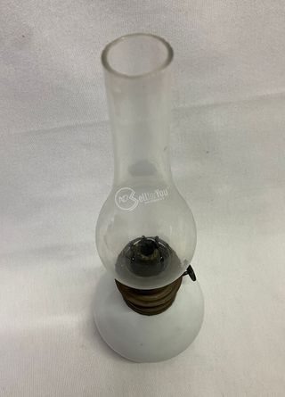 Lampada a olio vintage in ceramica e vetro