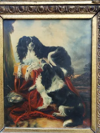Quadro dipinto olio cani da esposizione e da campo