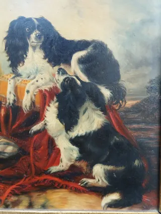 Quadro dipinto olio cani da esposizione e da campo