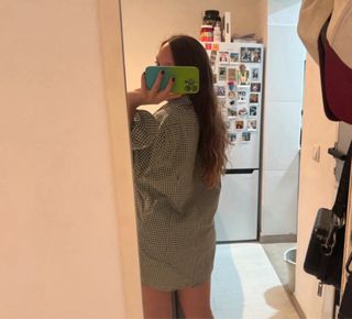 Camisa Massimo Dutti cuadros verde y blanco