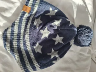 Gorro lana niño estrellas azul y gris