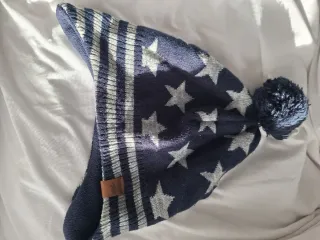 Gorro lana niño estrellas azul y gris