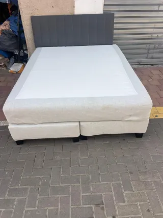 Canapé de tela beige y gris 160×200