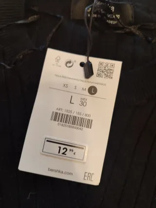 Camiseta canalé negra manga larga