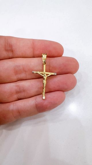 Ciondolo croce in oro 18kt 750 bicolore