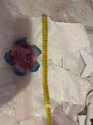 Vestido de comunión niña blanco y rosa