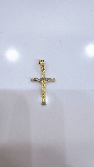 Ciondolo croce in oro 18kt 750 bicolore