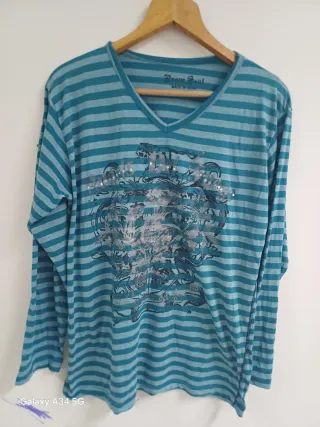 Maglia donna Brave Soul a righe blu/petrolio XL