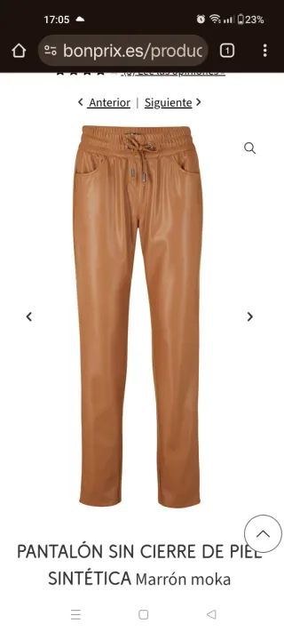 Pantalón símil piel marrón moka