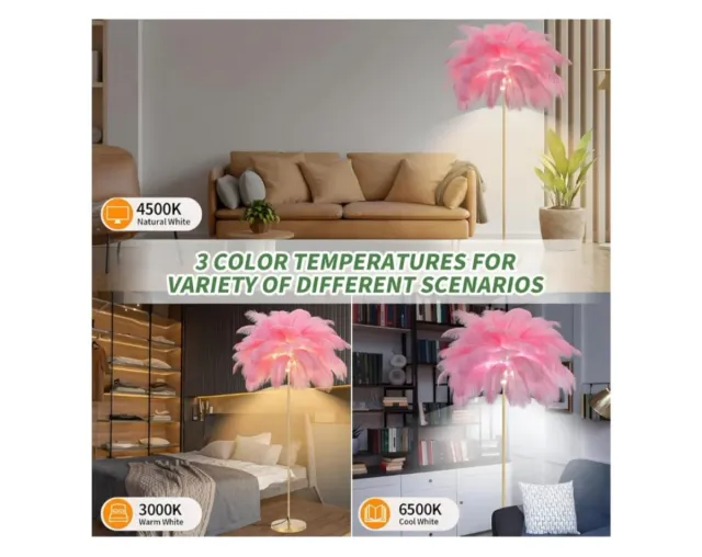 Lámpara de Plumas Rosa y Dorada