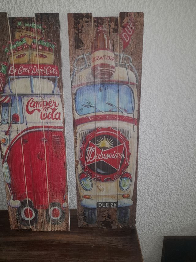 3 Cudros madera chulo 15x 55cm los 3 solo por 5€