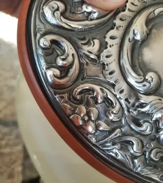 Scatola portagioie argento e legno