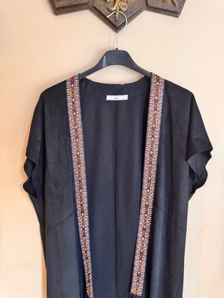 Gilet in camoscio sintetico con frange S