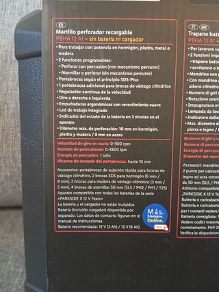 Parkside Martillo Perforador Recargable nuevo