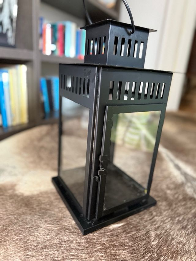 Farol grande negro para velas