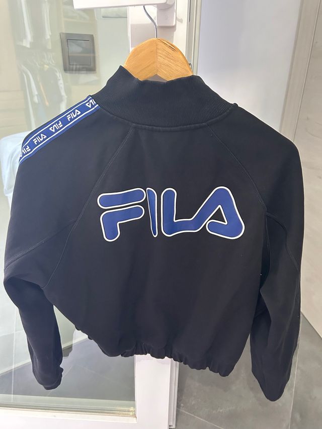 Sudadera Fila Crop Top Negra Talla S