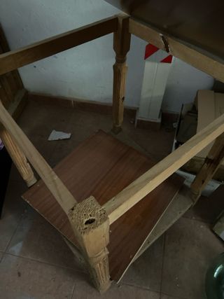 Mesa camilla redonda madera y cristal